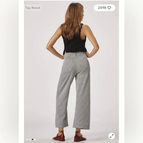 (Anthropologie) The Collette Houndstooth Crop Wide-Leg Pants by Maeve - Picture 3 of 10